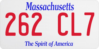MA license plate 262CL7