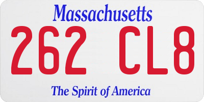 MA license plate 262CL8