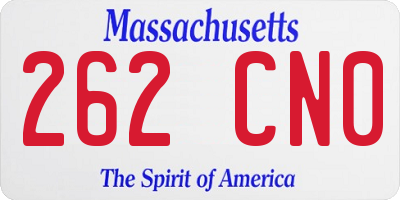 MA license plate 262CN0