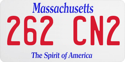 MA license plate 262CN2