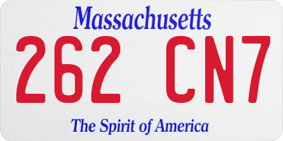 MA license plate 262CN7