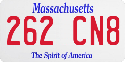 MA license plate 262CN8