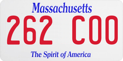 MA license plate 262CO0
