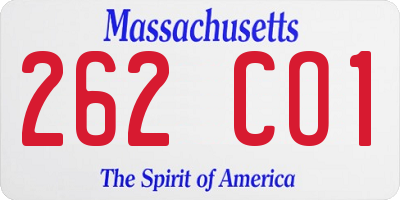 MA license plate 262CO1