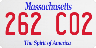 MA license plate 262CO2