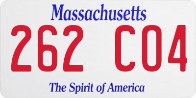 MA license plate 262CO4
