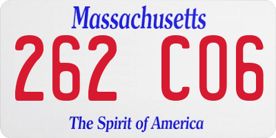 MA license plate 262CO6