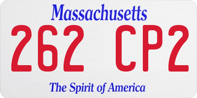 MA license plate 262CP2