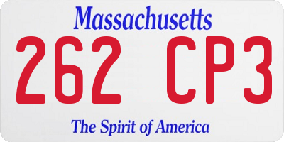 MA license plate 262CP3