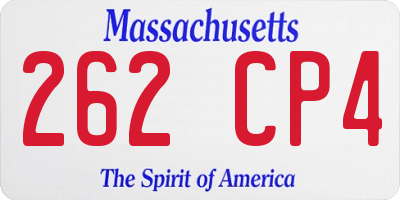 MA license plate 262CP4