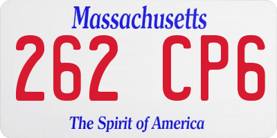 MA license plate 262CP6
