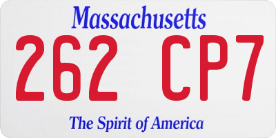 MA license plate 262CP7