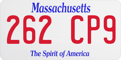 MA license plate 262CP9