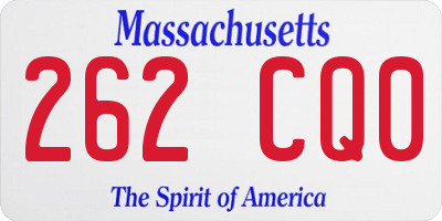 MA license plate 262CQ0