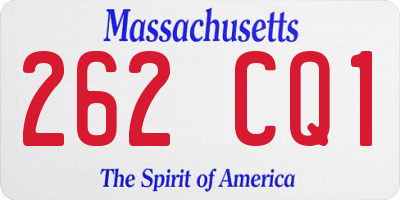 MA license plate 262CQ1