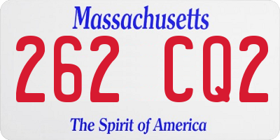 MA license plate 262CQ2