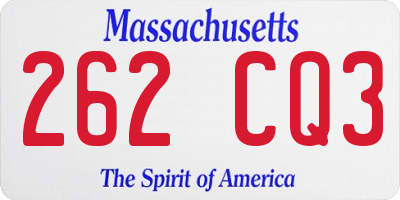 MA license plate 262CQ3