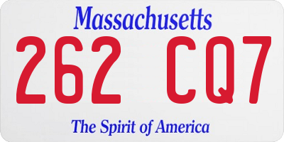 MA license plate 262CQ7