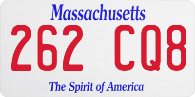 MA license plate 262CQ8