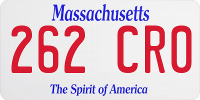 MA license plate 262CR0