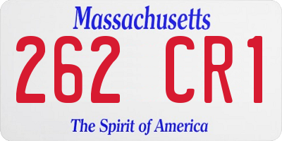 MA license plate 262CR1