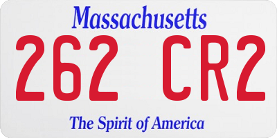 MA license plate 262CR2
