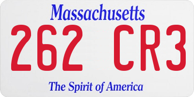 MA license plate 262CR3
