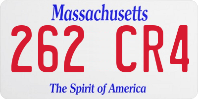 MA license plate 262CR4
