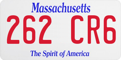 MA license plate 262CR6