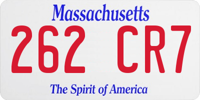 MA license plate 262CR7