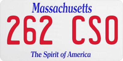 MA license plate 262CS0