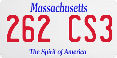 MA license plate 262CS3