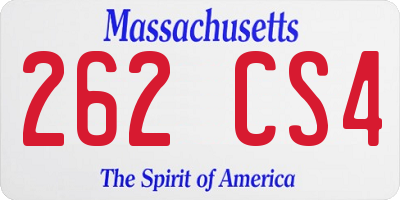 MA license plate 262CS4