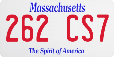 MA license plate 262CS7