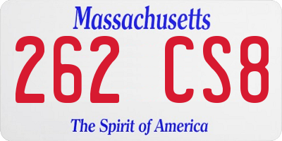 MA license plate 262CS8