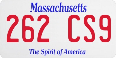 MA license plate 262CS9