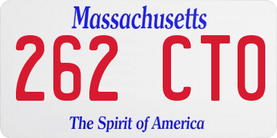 MA license plate 262CT0