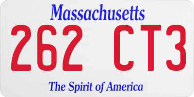 MA license plate 262CT3