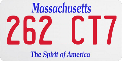 MA license plate 262CT7