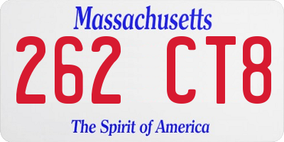 MA license plate 262CT8