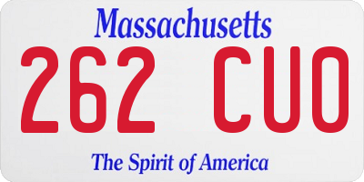 MA license plate 262CU0