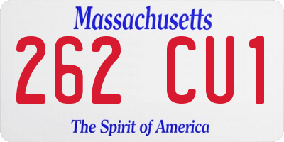 MA license plate 262CU1
