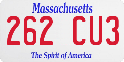 MA license plate 262CU3