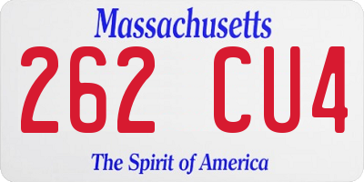 MA license plate 262CU4