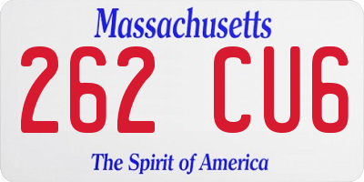 MA license plate 262CU6
