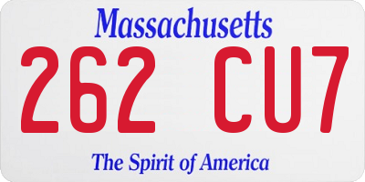 MA license plate 262CU7