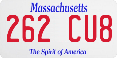 MA license plate 262CU8