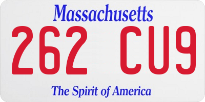MA license plate 262CU9