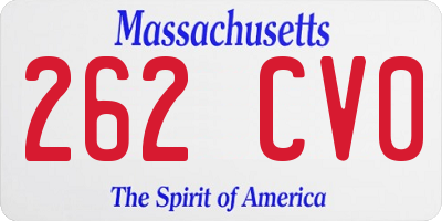 MA license plate 262CV0