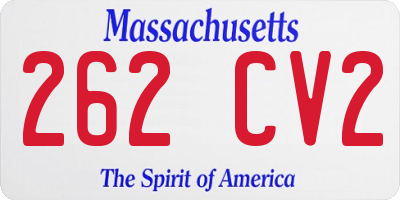 MA license plate 262CV2